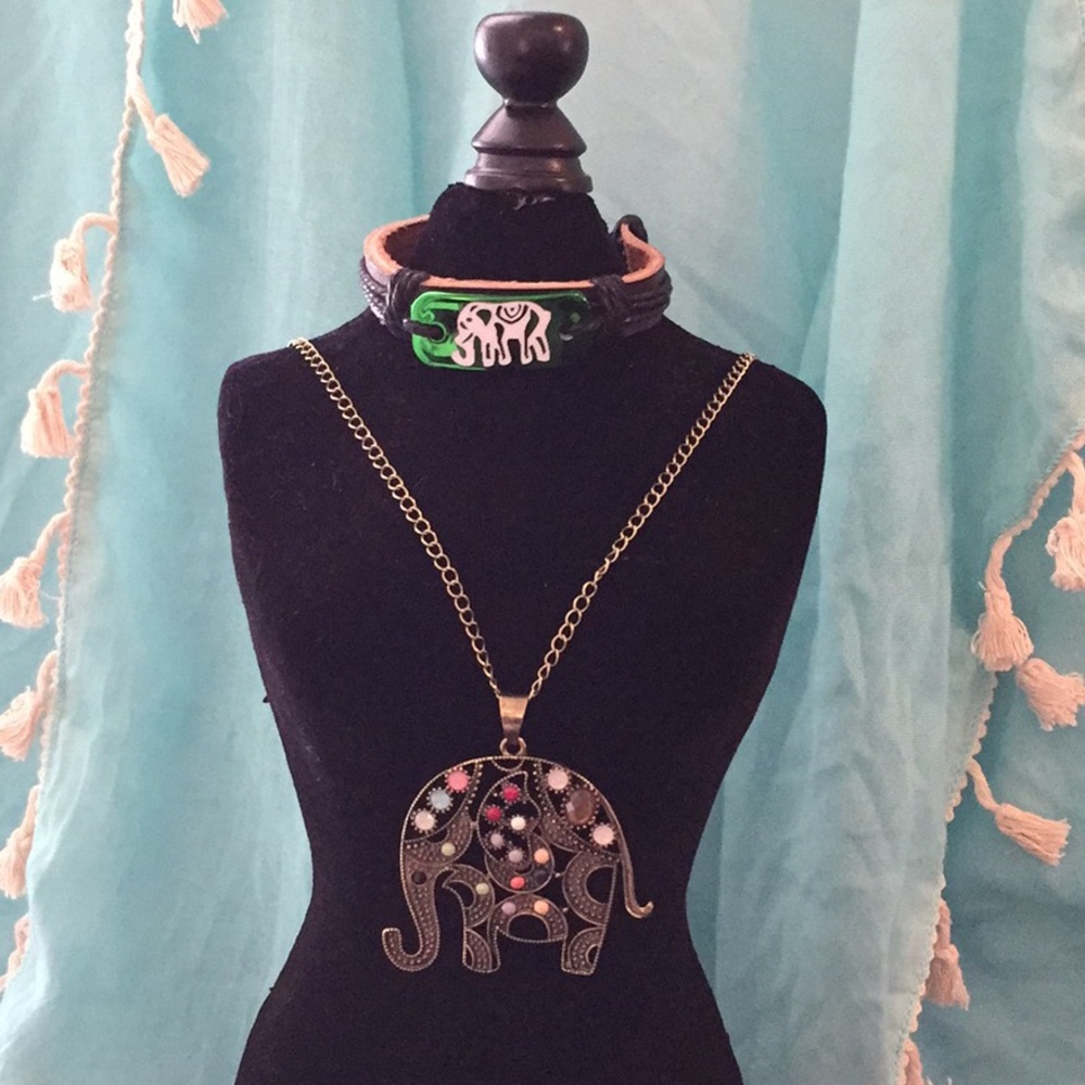BOHO FUN Elephant Necklace & Bracelet